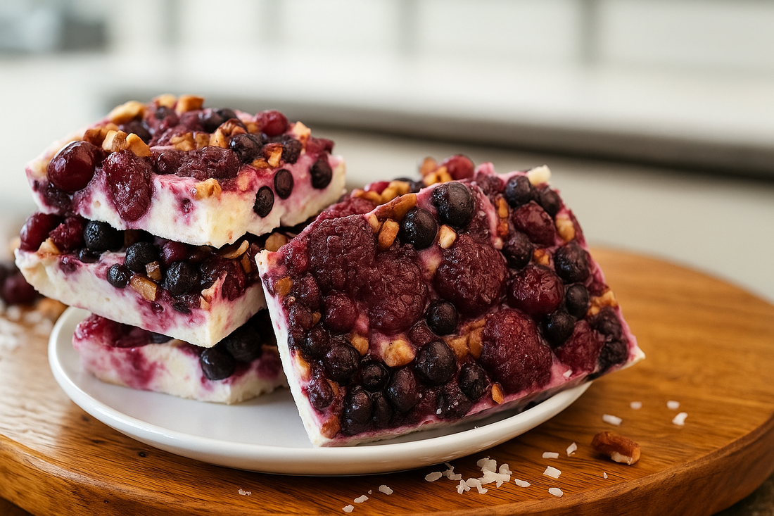 Frozen Yogurt Barks aux fruits rouges et noix de pécan 🍓