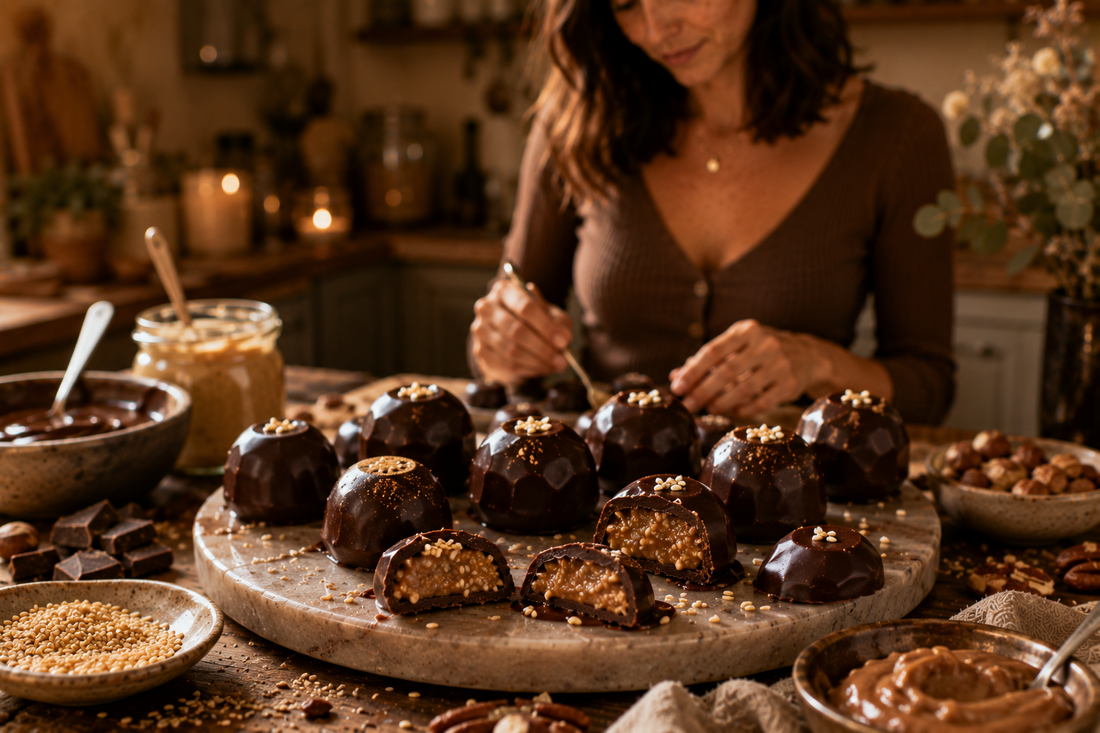 🍫 Chocolats maison cœur praliné & sésame