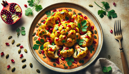 🌸 Chou-fleur rôti au four avec sa sauce crémeuse aux poivrons 🌶️
